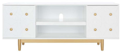 Safavieh - Ottoline 2 Shelf Pattern Media Stand - White - Gold - MED5014A veiw 1