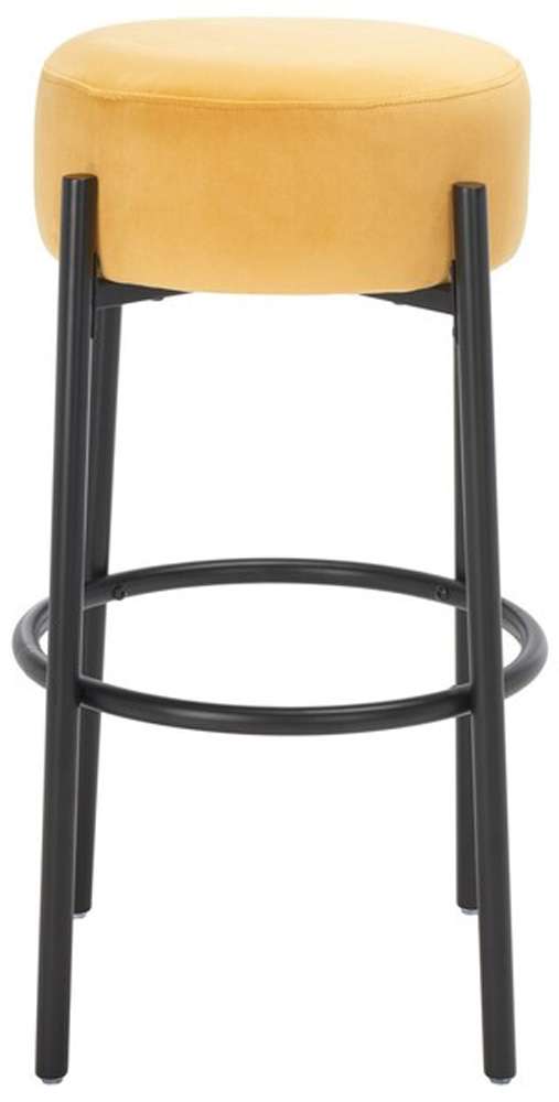 Safavieh - Couture - Paisleigh Metal Leg Barstool - Mustard - Black - SFV5031D veiw 1