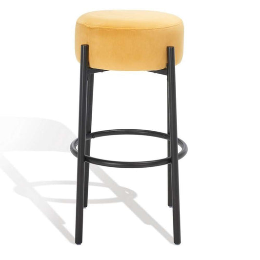 Safavieh - Couture - Paisleigh Metal Leg Barstool - Mustard - Black - SFV5031D veiw 2