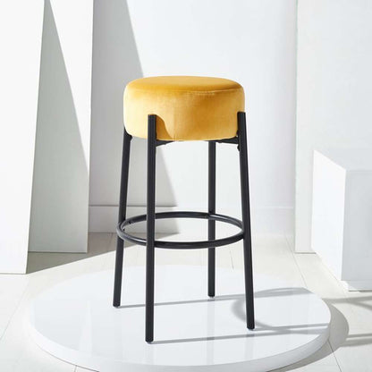 Safavieh - Couture - Paisleigh Metal Leg Barstool - Mustard - Black - SFV5031D veiw 3