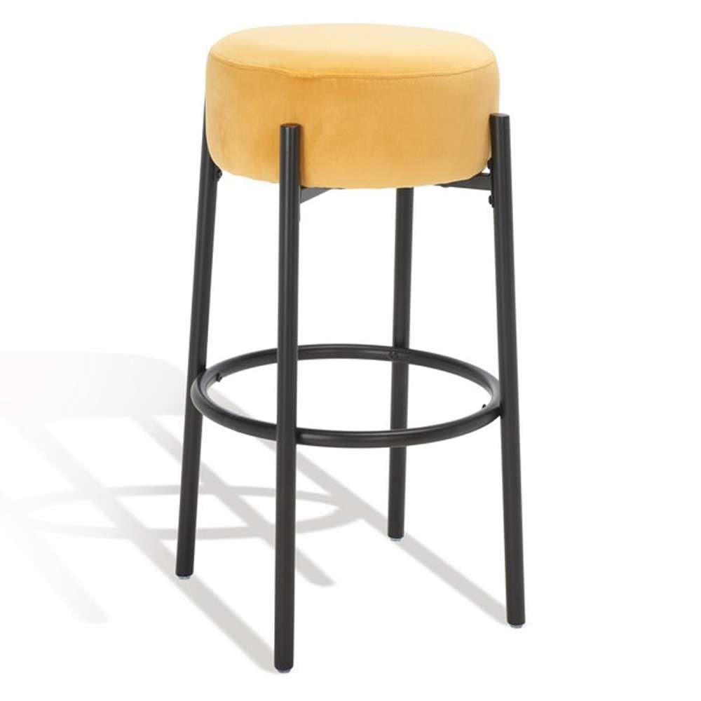 Safavieh - Couture - Paisleigh Metal Leg Barstool - Mustard - Black - SFV5031D veiw 4