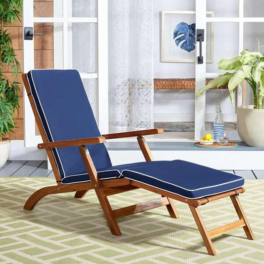 Safavieh - Palmdale Lounge Chair - Natural - Navy - PAT7015A veiw 2