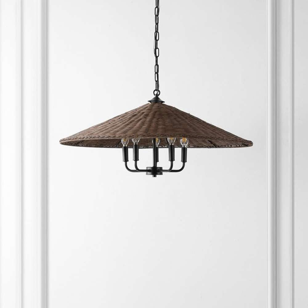 Safavieh - Palmera 5 Lt 30in Pendant - Dark Natural - Black - PND4211A veiw 1