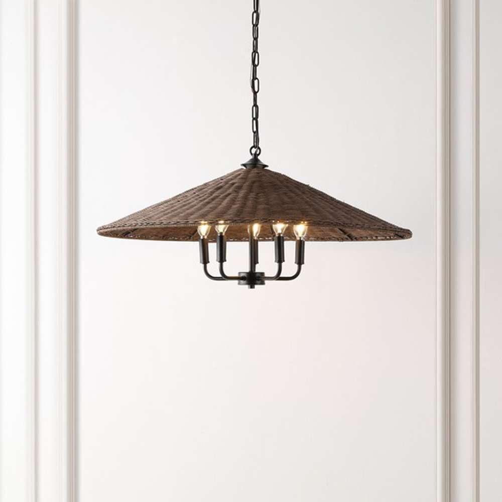 Safavieh - Palmera 5 Lt 30in Pendant - Dark Natural - Black - PND4211A veiw 2