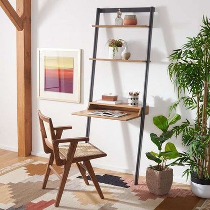 Safavieh - Pamella 2 Shelf Leaning Desk - Natural - Charcoal - DSK9400C view 2