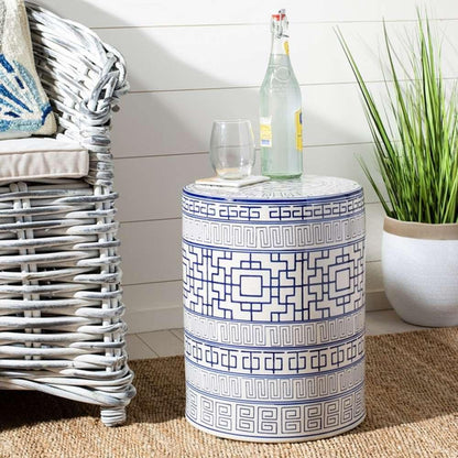 Safavieh - Parri Garden Stool - Blue - White - ACS4581A veiw 2