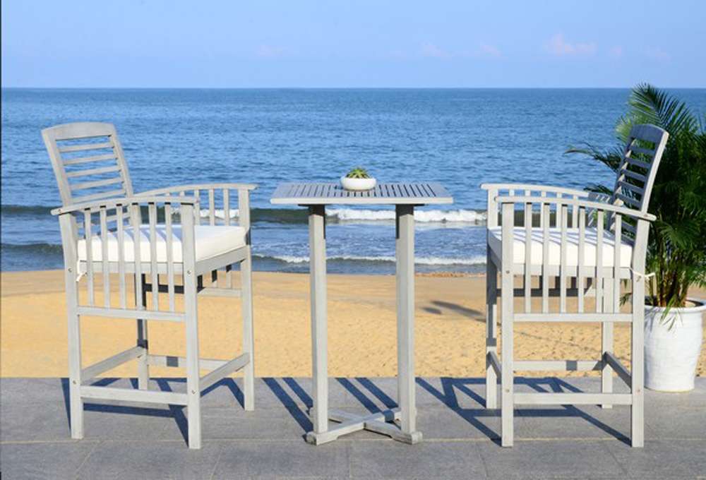 Safavieh - Pate 3Pc Bar Height Bistro Set - Grey - Bge + Solid Plw - PAT7043B veiw 2