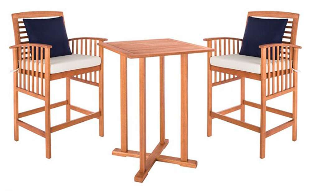 Safavieh - Pate 3Pc Bar Height Bistro Set - Natural - Bge + Solid Plw - PAT7043A veiw 1
