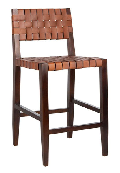 Safavieh - Paxton Woven Leather Counter stool - Cognac - Walnut - BST1003A veiw 4