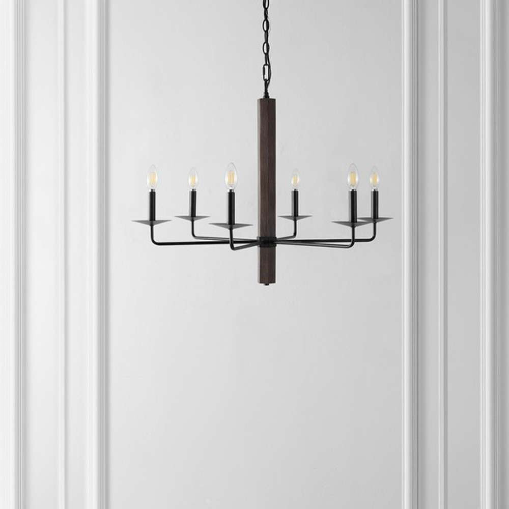 Safavieh - Penbrook 6Lt 32in Chandelier - Black - Walnut - CHA4060A veiw 1