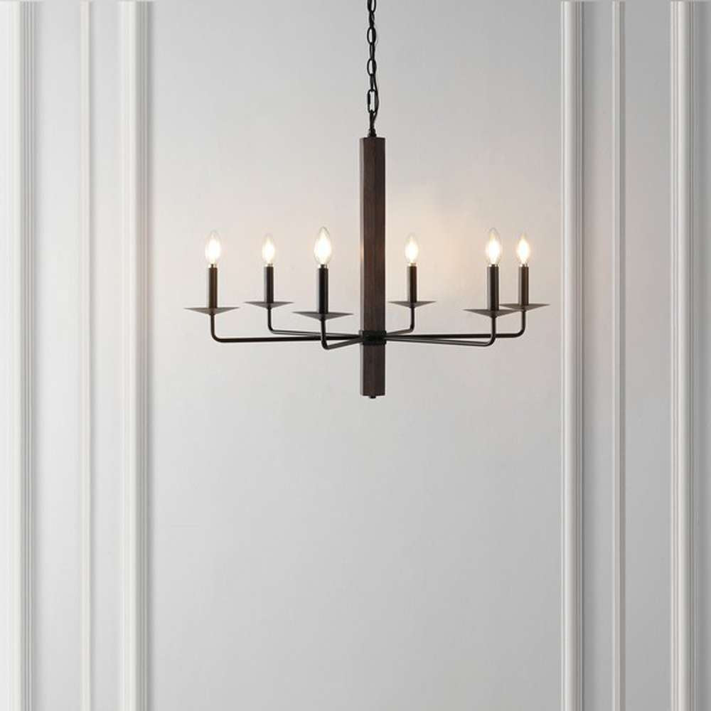 Safavieh - Penbrook 6Lt 32in Chandelier - Black - Walnut - CHA4060A veiw 2