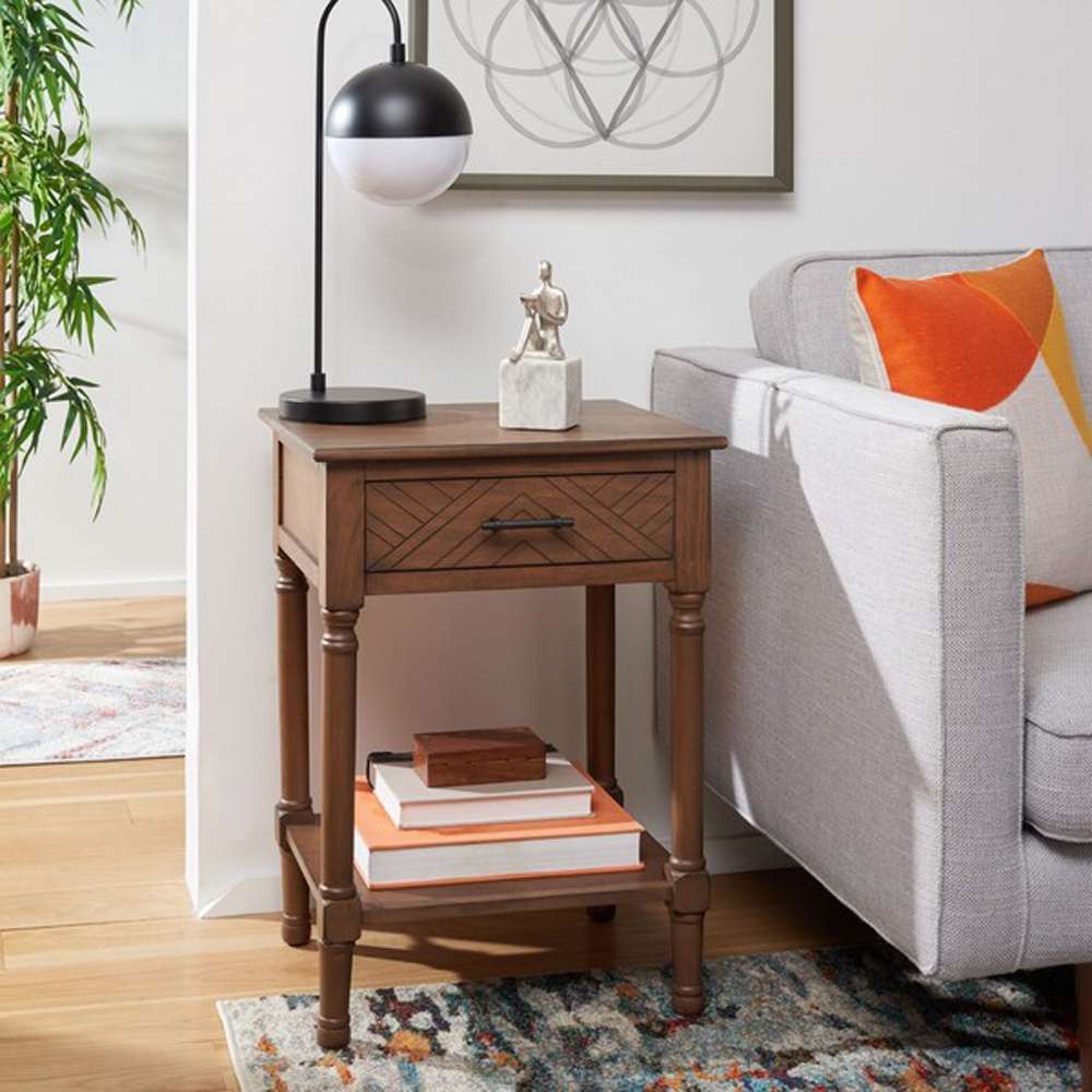Safavieh - Peyton 1 Drawer Accent Table - Brown - ACC5704C veiw 3