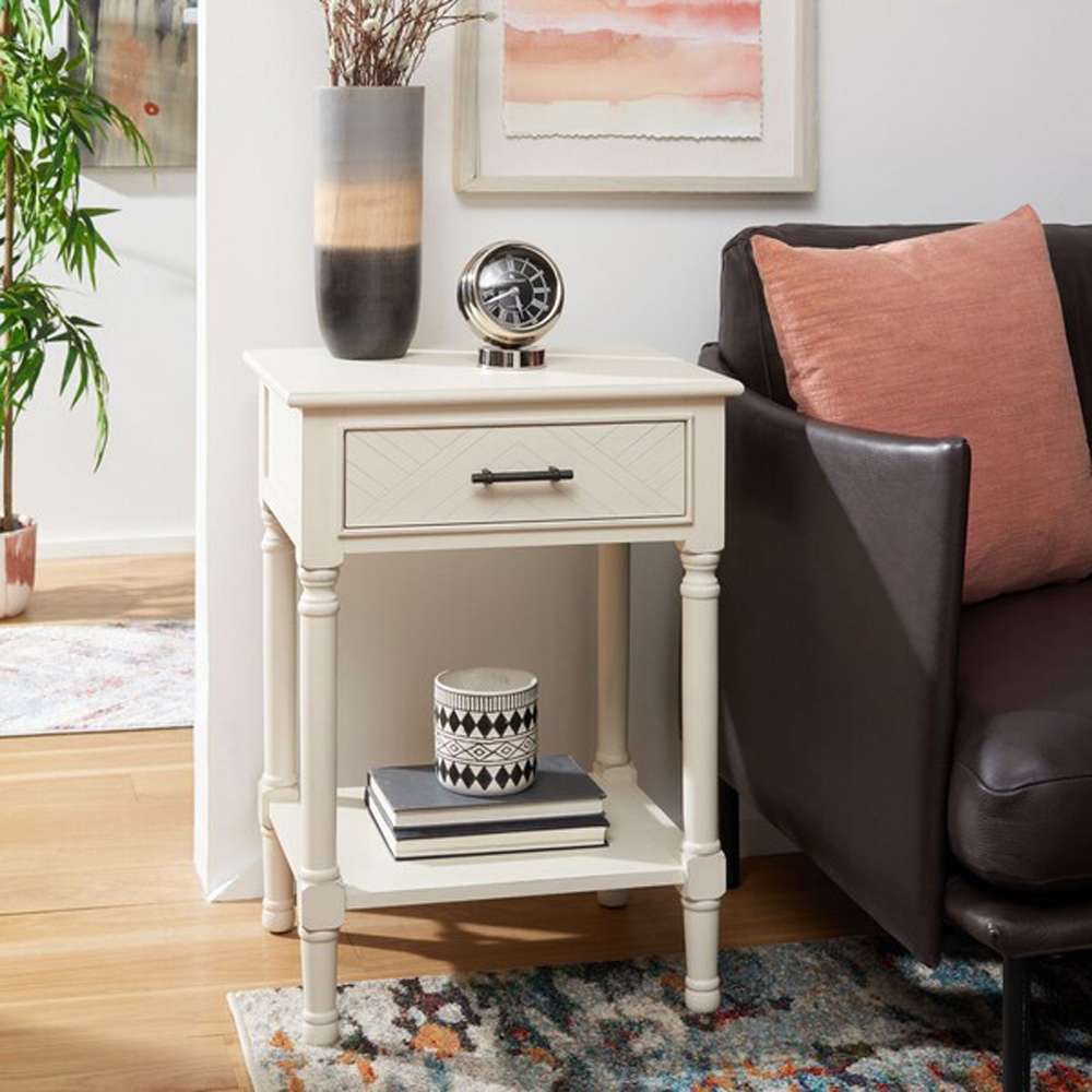 Safavieh - Peyton 1 Drawer Accent Table - Distressed White  - ACC5704A veiw 3