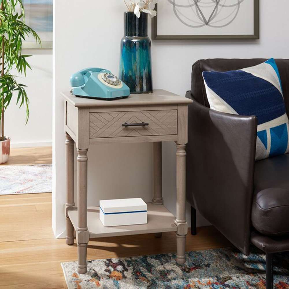Safavieh - Peyton 1 Drawer Accent Table - Greige - ACC5704D veiw 3