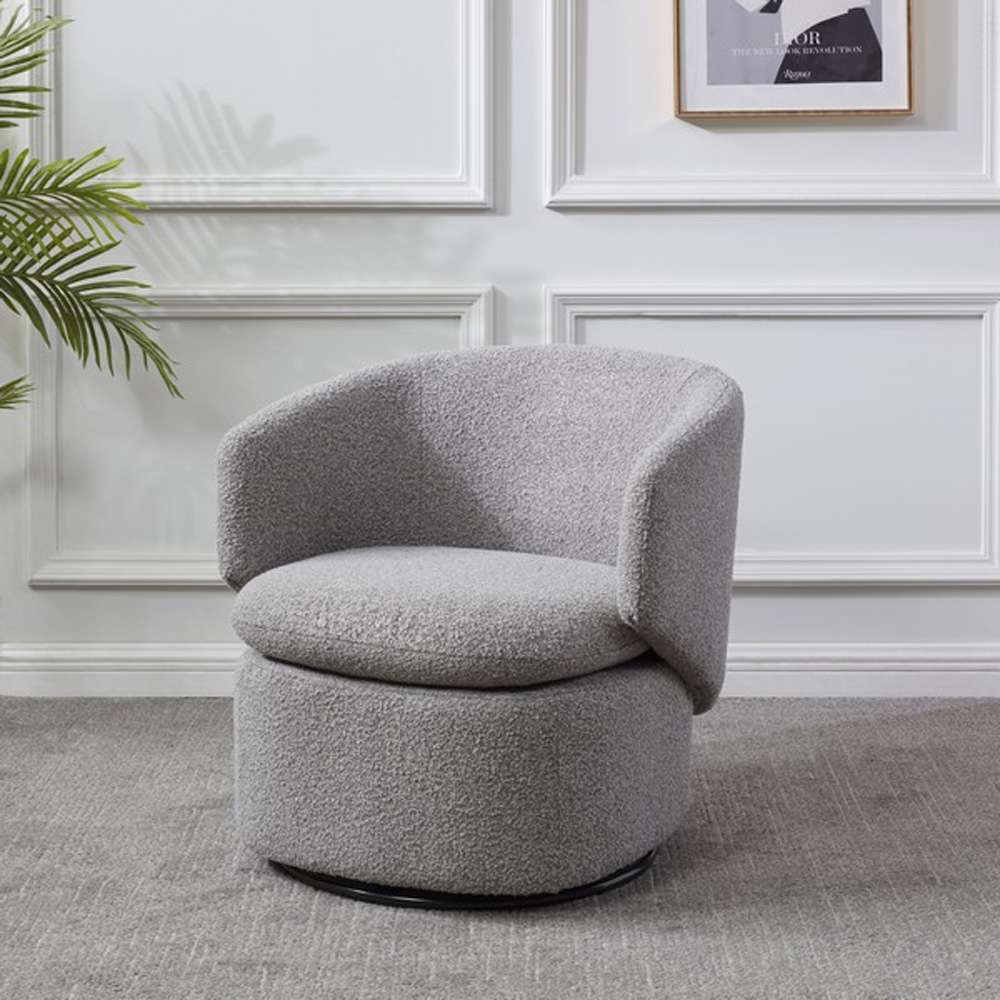 Safavieh - Couture - Phyllis Boucle Swivel Chair - Grey - SFV4816C veiw 3