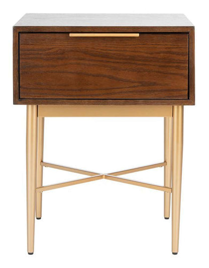 Safavieh - Pierre One Drawer Nightstand - Walnut - Gold - NST6400A veiw 1
