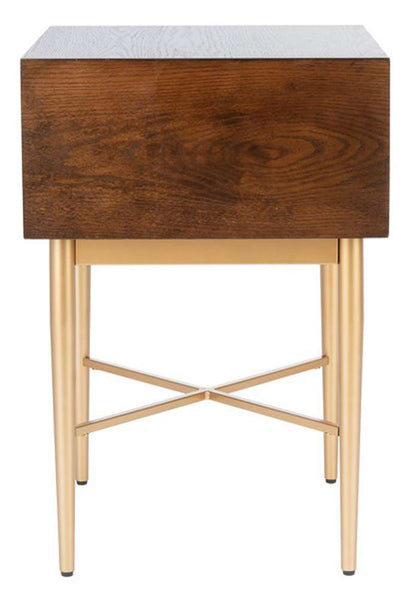 Safavieh - Pierre One Drawer Nightstand - Walnut - Gold - NST6400A veiw 4