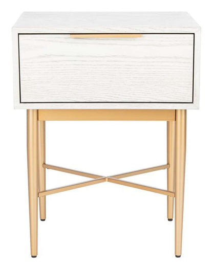 Safavieh - Pierre One Drawer Nightstand - White Washed - Gold - NST6400B veiw 1
