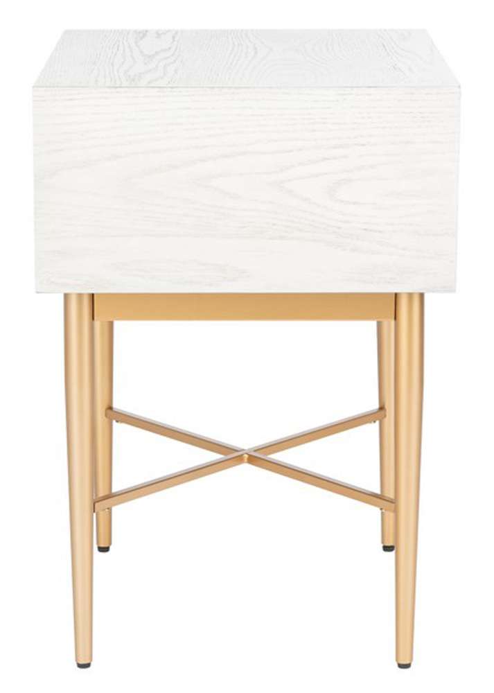 Safavieh - Pierre One Drawer Nightstand - White Washed - Gold - NST6400B veiw 4