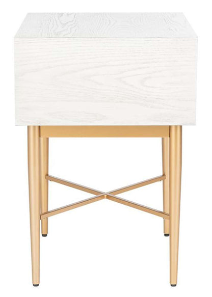Safavieh - Pierre One Drawer Nightstand - White Washed - Gold - NST6400B veiw 4