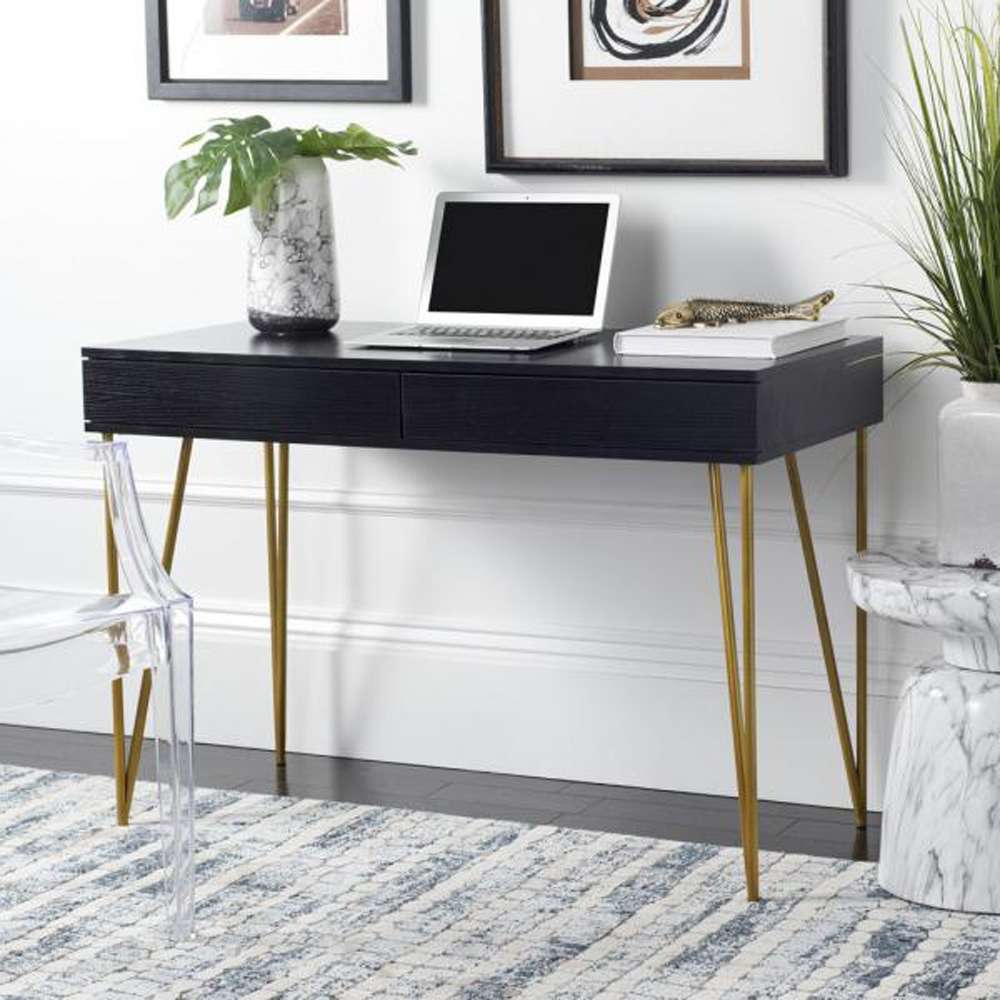 Safavieh - Pine Two Drawer Desk - Black - FOX2238B veiw 2