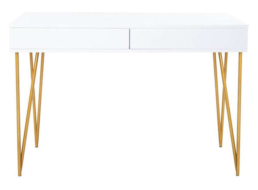 Safavieh - Pine Two Drawer Desk - White - Gold - FOX2238C veiw 1