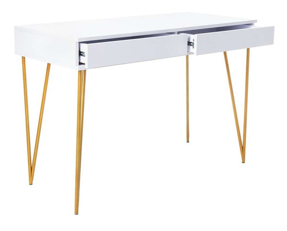 Safavieh - Pine Two Drawer Desk - White - Gold - FOX2238C veiw 4