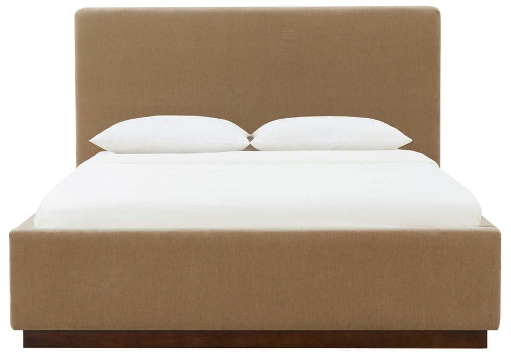 Safavieh - Pippin Velvet Queen Bed / Light Brown / Walnut - SFV5063B-Q-2BX view 1