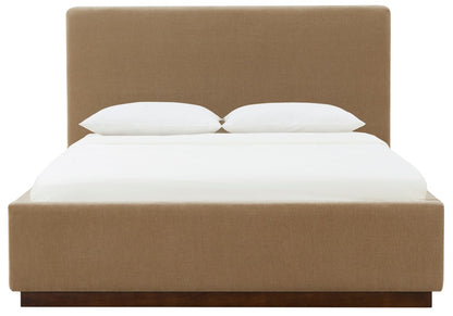 Safavieh - Pippin Velvet Queen Bed / Light Brown / Walnut - SFV5063B-Q-2BX view 1