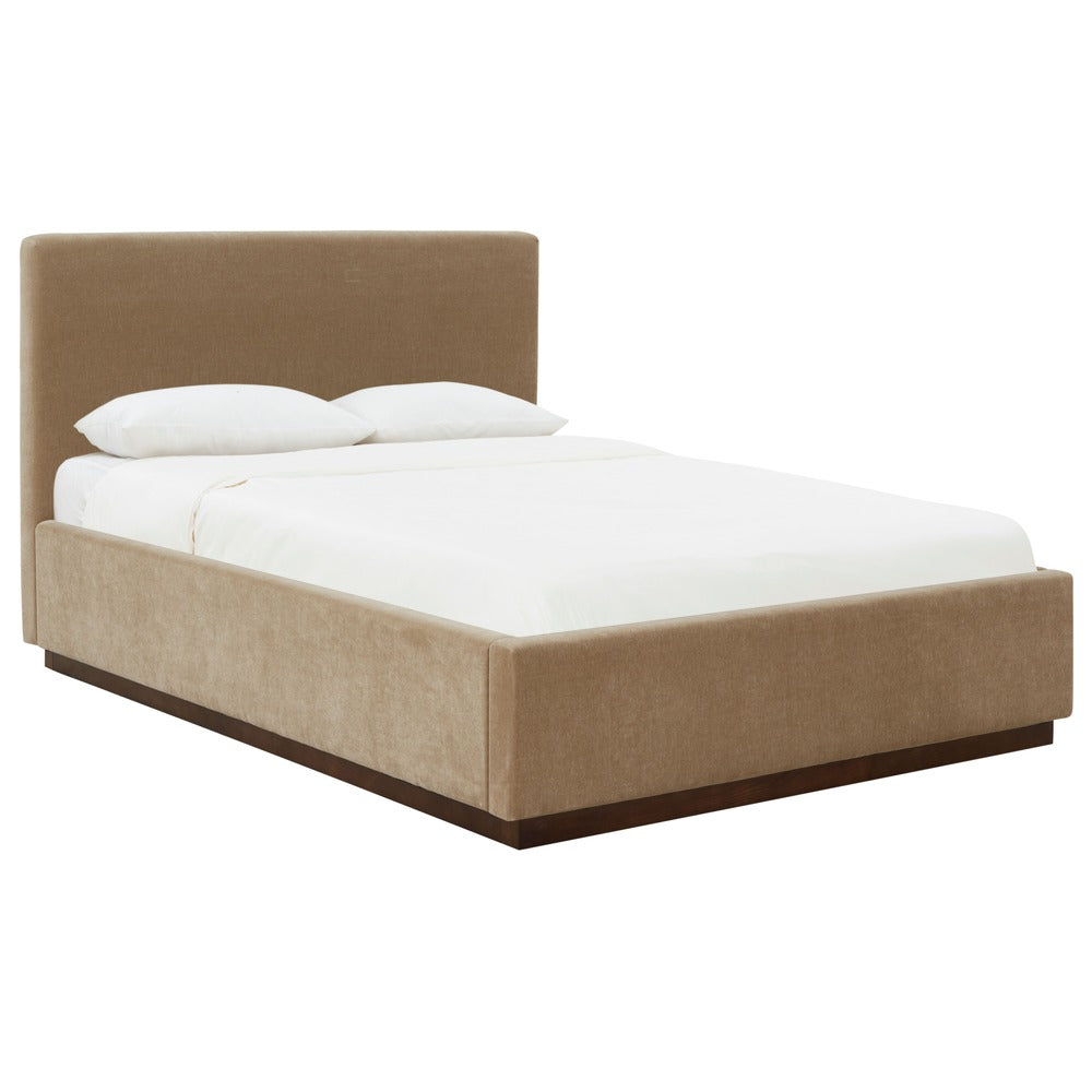Safavieh - Pippin Velvet Queen Bed / Light Brown / Walnut - SFV5063B-Q-2BX view 3