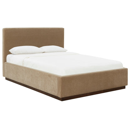 Safavieh - Pippin Velvet Queen Bed / Light Brown / Walnut - SFV5063B-Q-2BX view 3