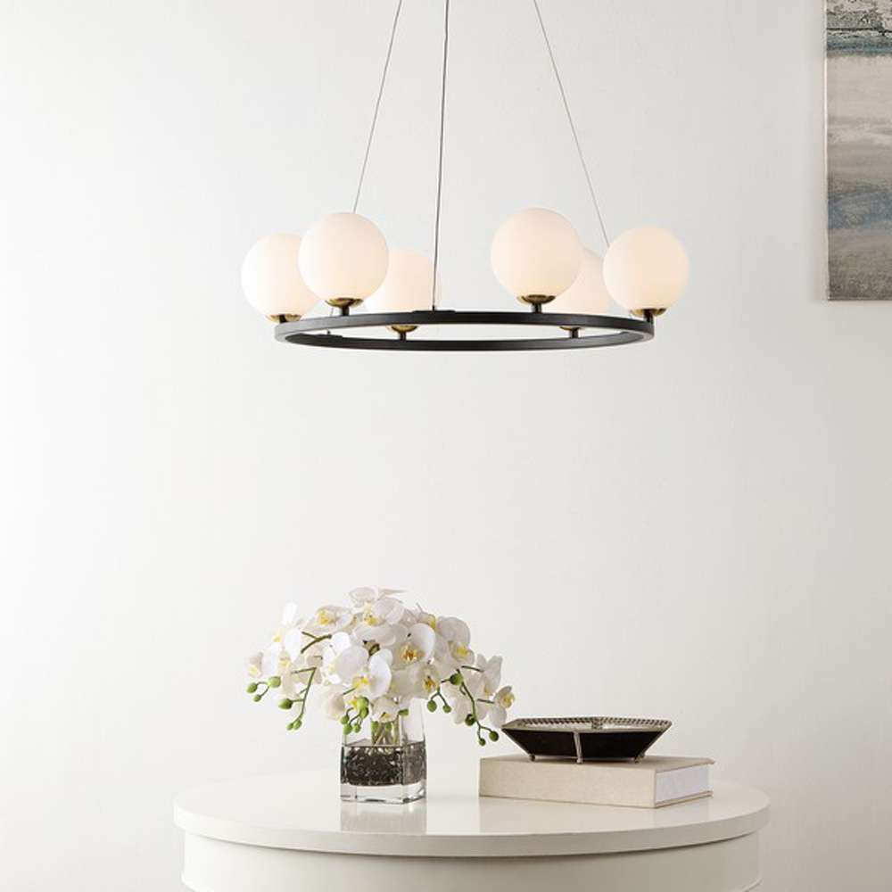 Safavieh - Pomona 6Lt 24.5in Chandelier - Black - White - CHA4027A veiw 2