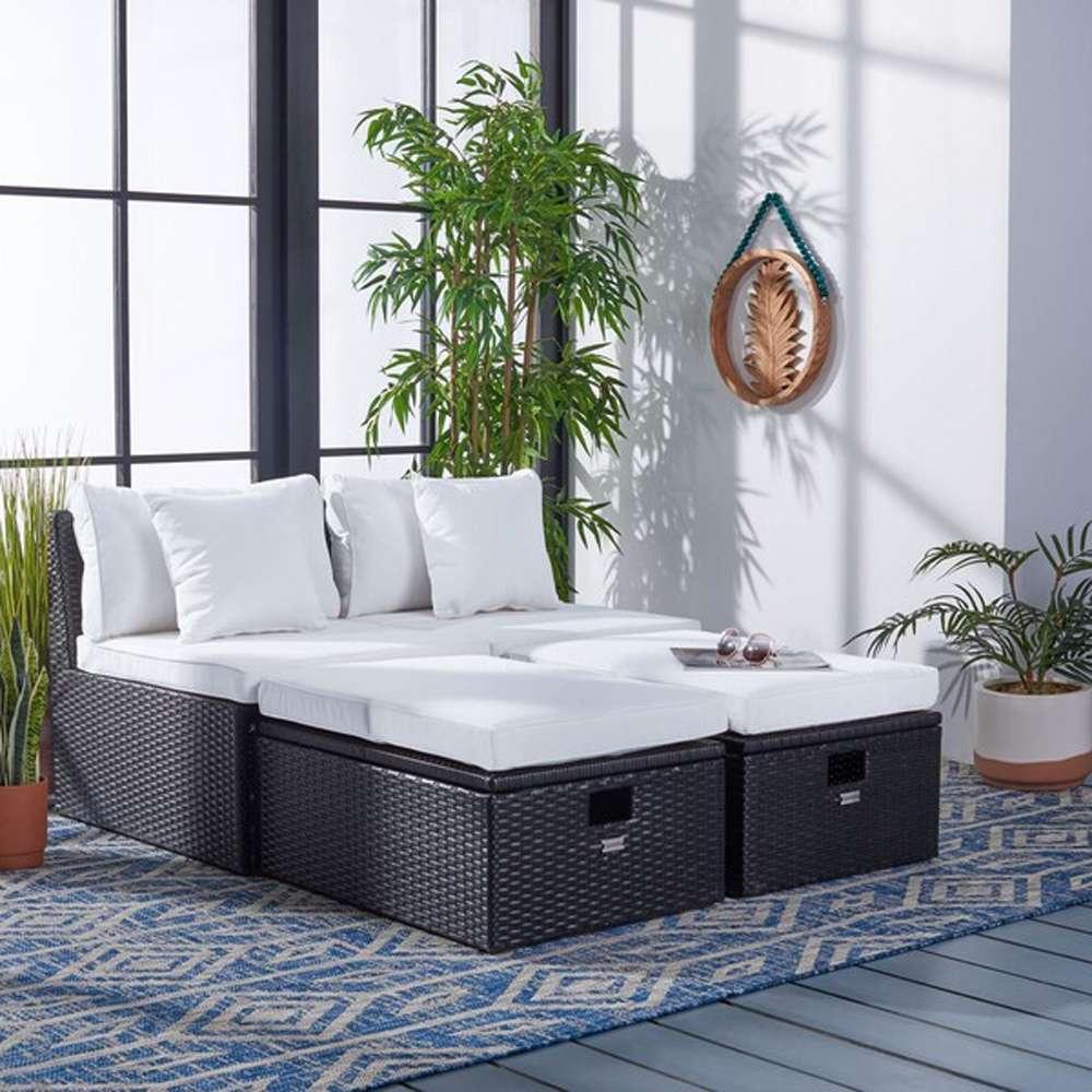 Safavieh - Pramla Outdoor Sette With Otto - Black - Beige - PAT7515A veiw 1