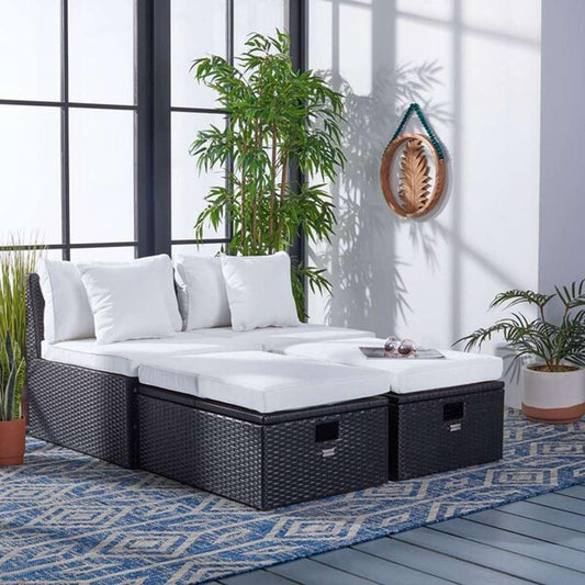 Safavieh - Pramla Outdoor Sette With Otto - Black - Beige - PAT7515A veiw 1
