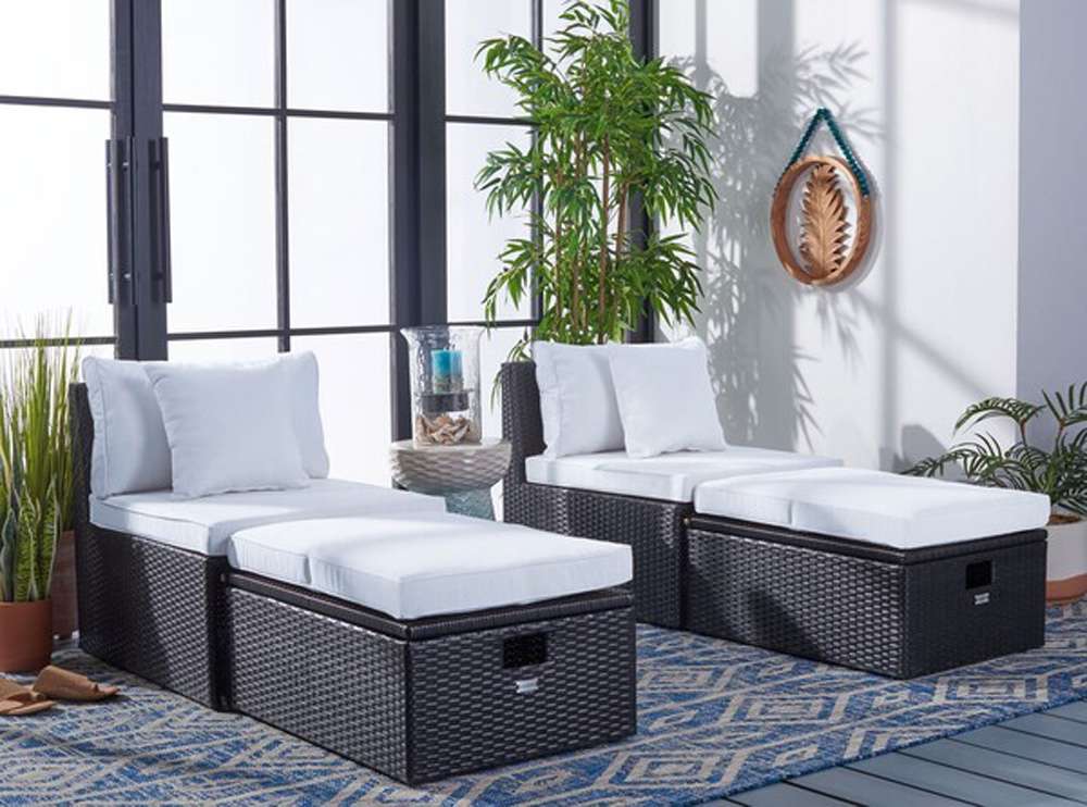 Safavieh - Pramla Outdoor Sette With Otto - Black - Beige - PAT7515A veiw 2