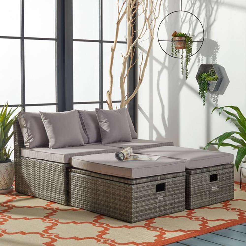 Safavieh - Pramla Outdoor Sette With Otto - Grey - Grey - PAT7515B veiw 1