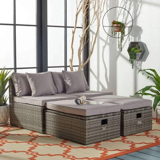 Safavieh - Pramla Outdoor Sette With Otto - Grey - Grey - PAT7515B veiw 1