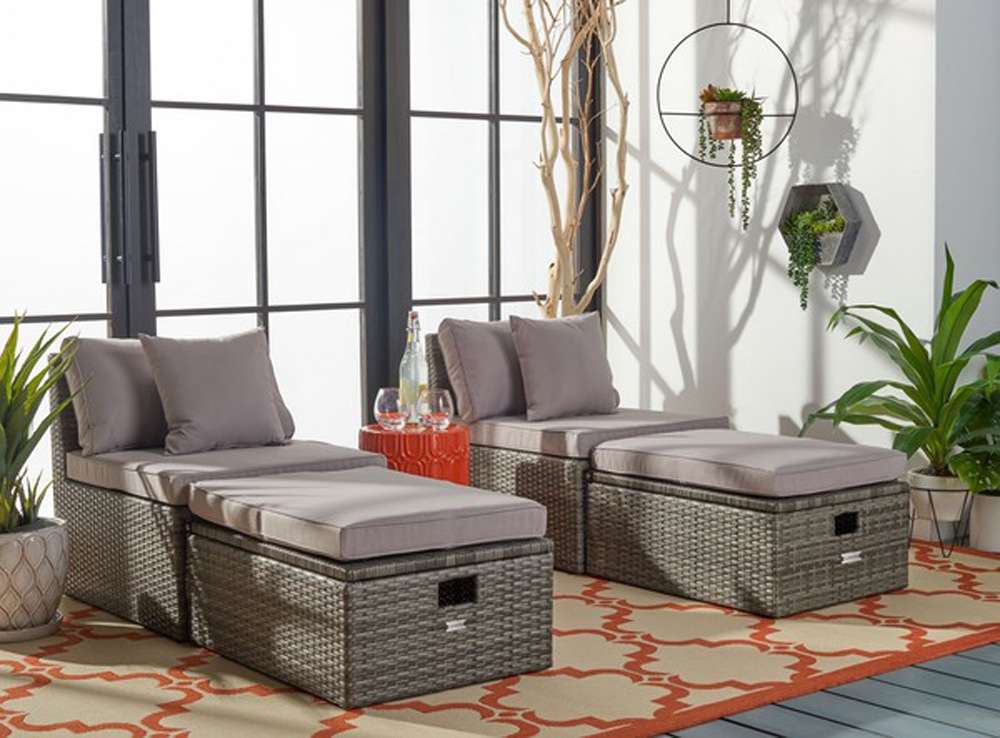 Safavieh - Pramla Outdoor Sette With Otto - Grey - Grey - PAT7515B veiw 3