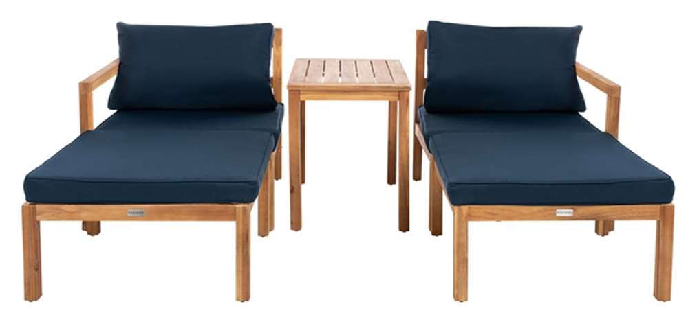 Safavieh - Pratia 5Pc Outdoor Set - Natural - Navy - PAT6759B veiw 1