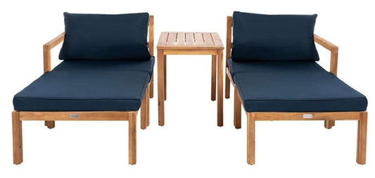 Safavieh - Pratia 5Pc Outdoor Set - Natural - Navy - PAT6759B veiw 1
