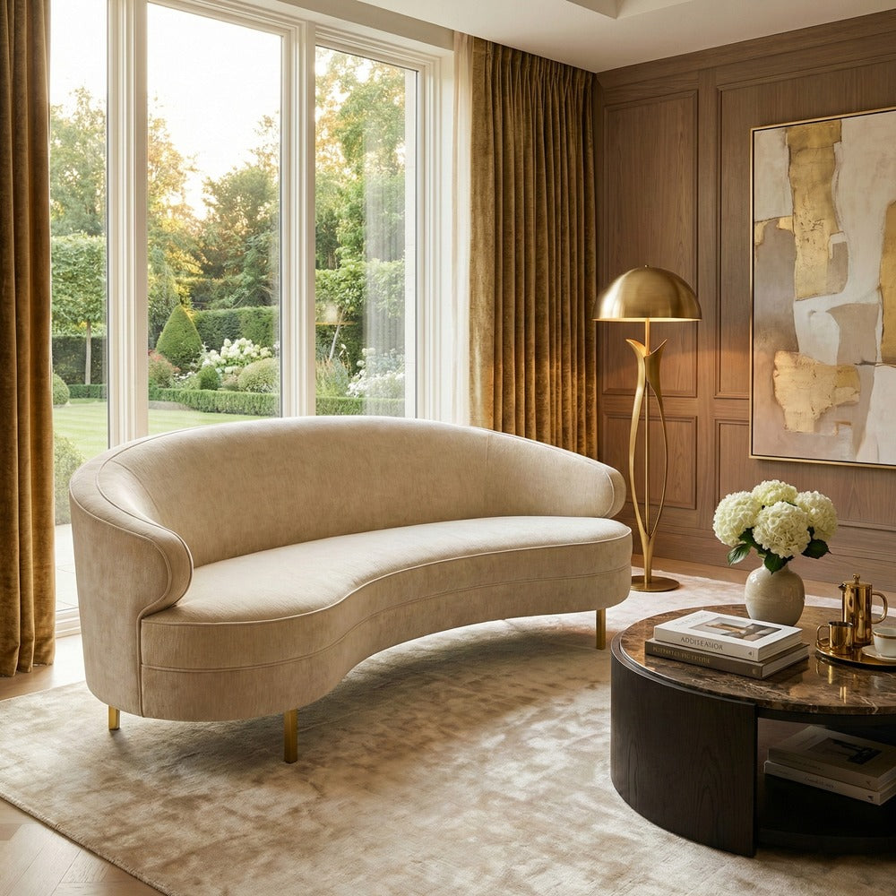 Safavieh - Primrose Curved Sofa / Taupe / Gold - SFV4715F view 2