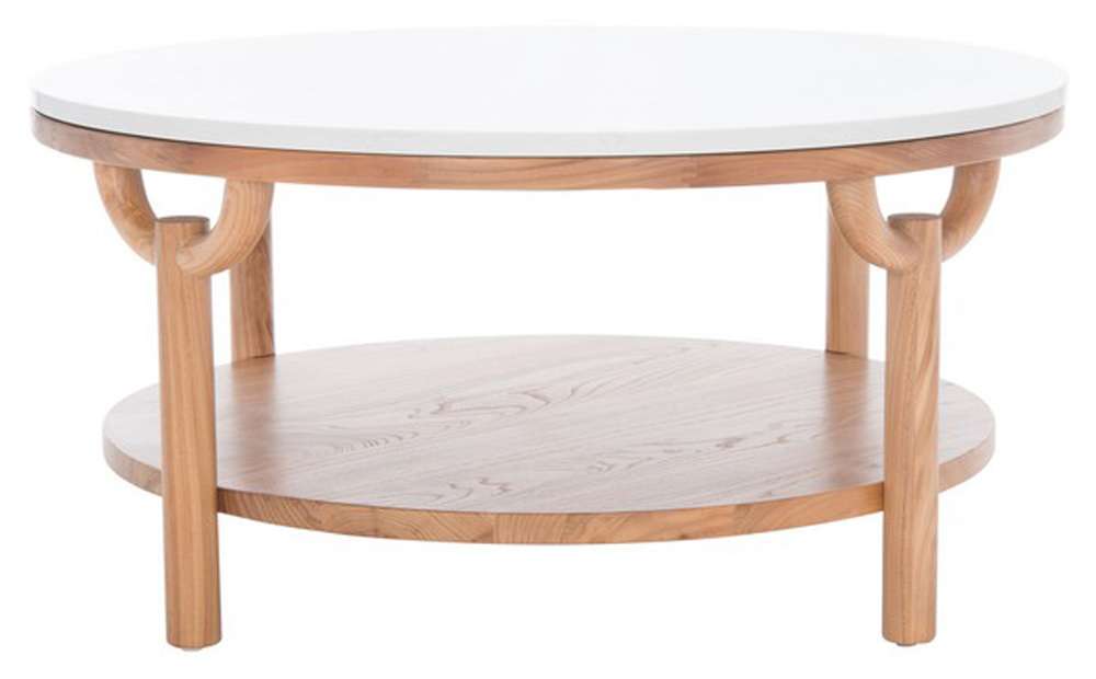 Safavieh - Couture - Puck Marble Top Coffee Table - Natural - White - SFV2305A veiw 1