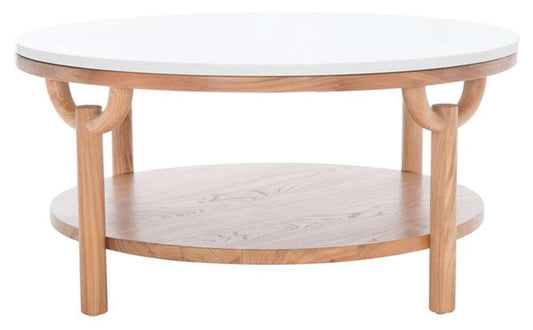 Safavieh - Couture - Puck Marble Top Coffee Table - Natural - White - SFV2305A veiw 1