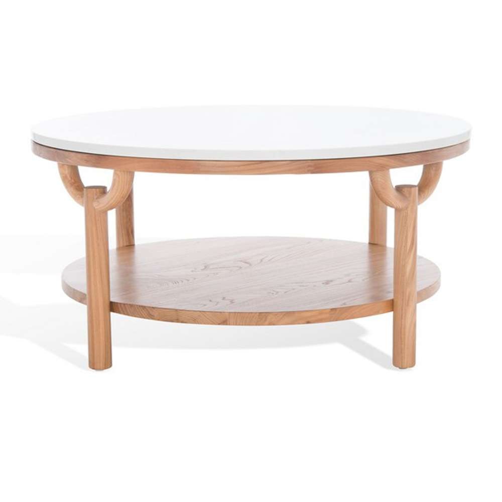 Safavieh - Couture - Puck Marble Top Coffee Table - Natural - White - SFV2305A veiw 2