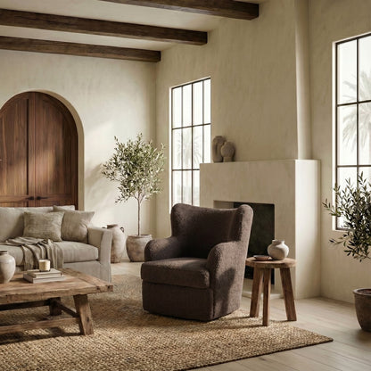 Safavieh - Rainier Wingback Teddy Swivel Chair / Dark Brown - SFV5156A view 2