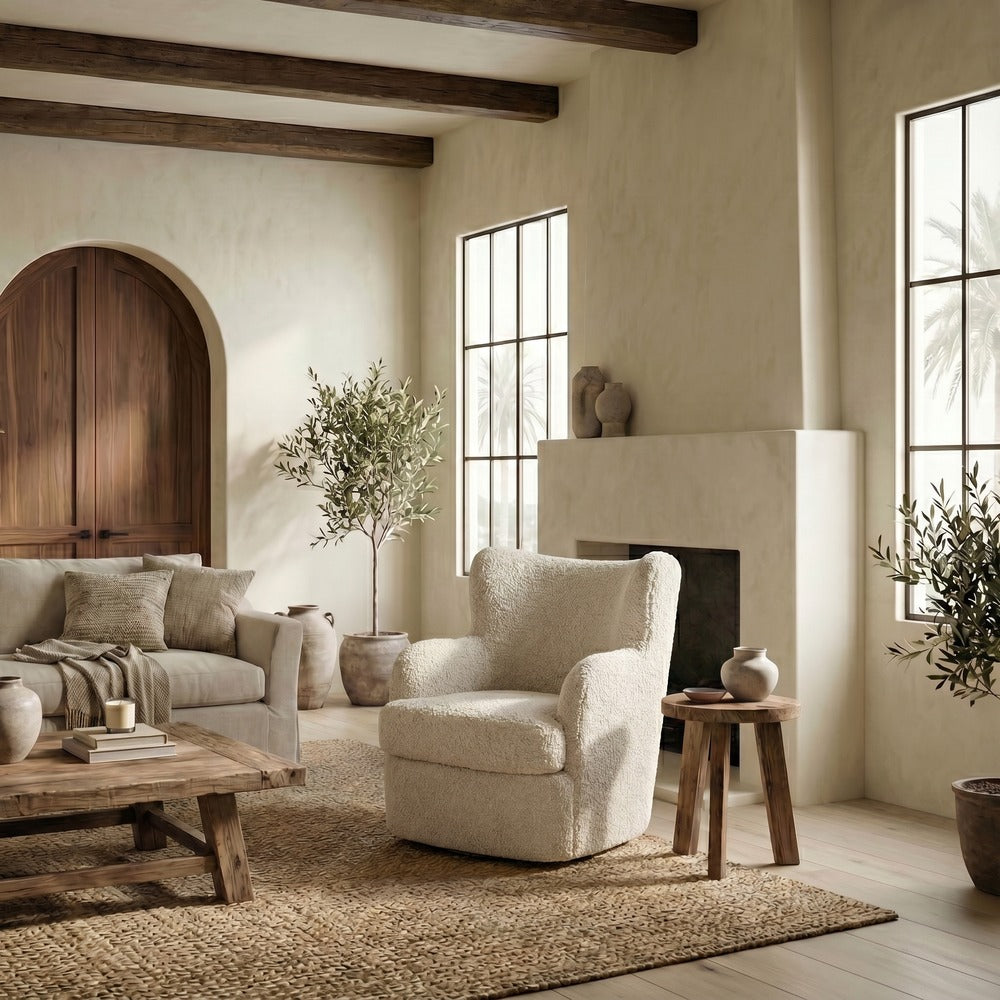 Safavieh - Rainier Wingback Teddy Swivel Chair / Off White - SFV5156B view 2