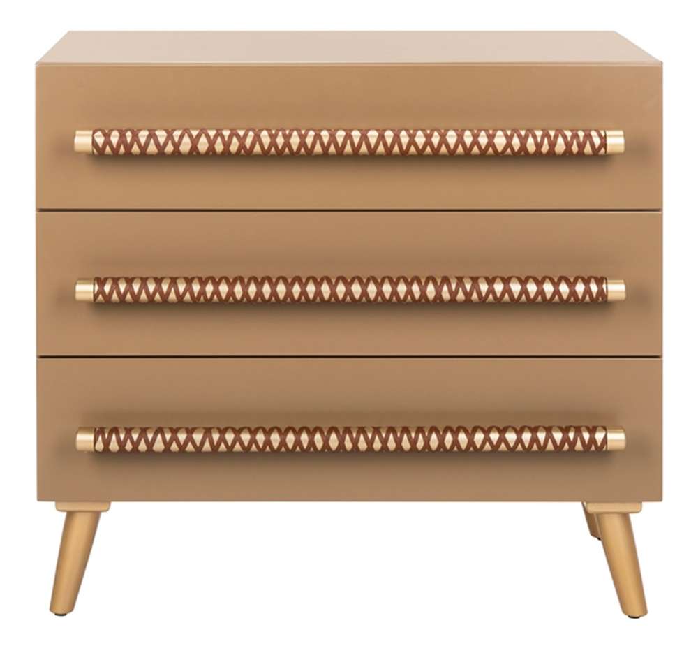 Safavieh - Raquel 3 Drawer Chest - Taupe - Gold - CHS6602A veiw 1