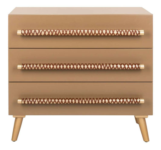 Safavieh - Raquel 3 Drawer Chest - Taupe - Gold - CHS6602A veiw 1