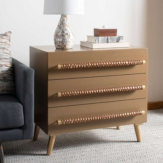 Safavieh - Raquel 3 Drawer Chest - Taupe - Gold - CHS6602A veiw 2