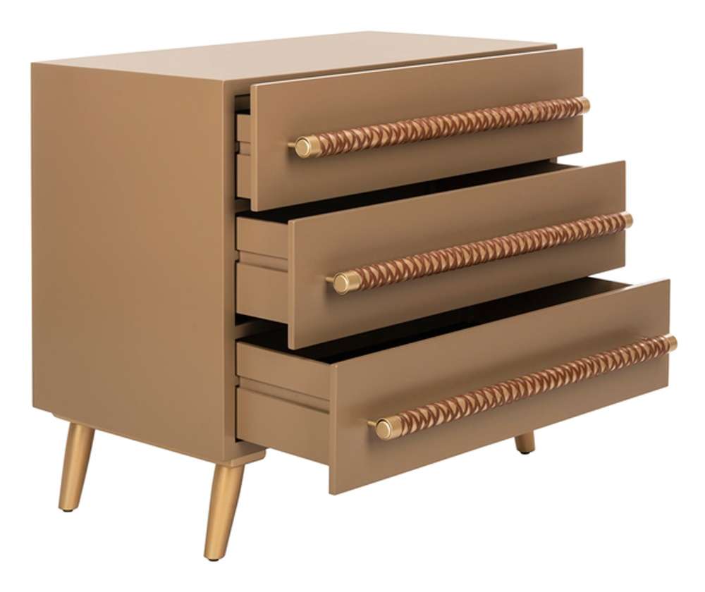 Safavieh - Raquel 3 Drawer Chest - Taupe - Gold - CHS6602A veiw 4